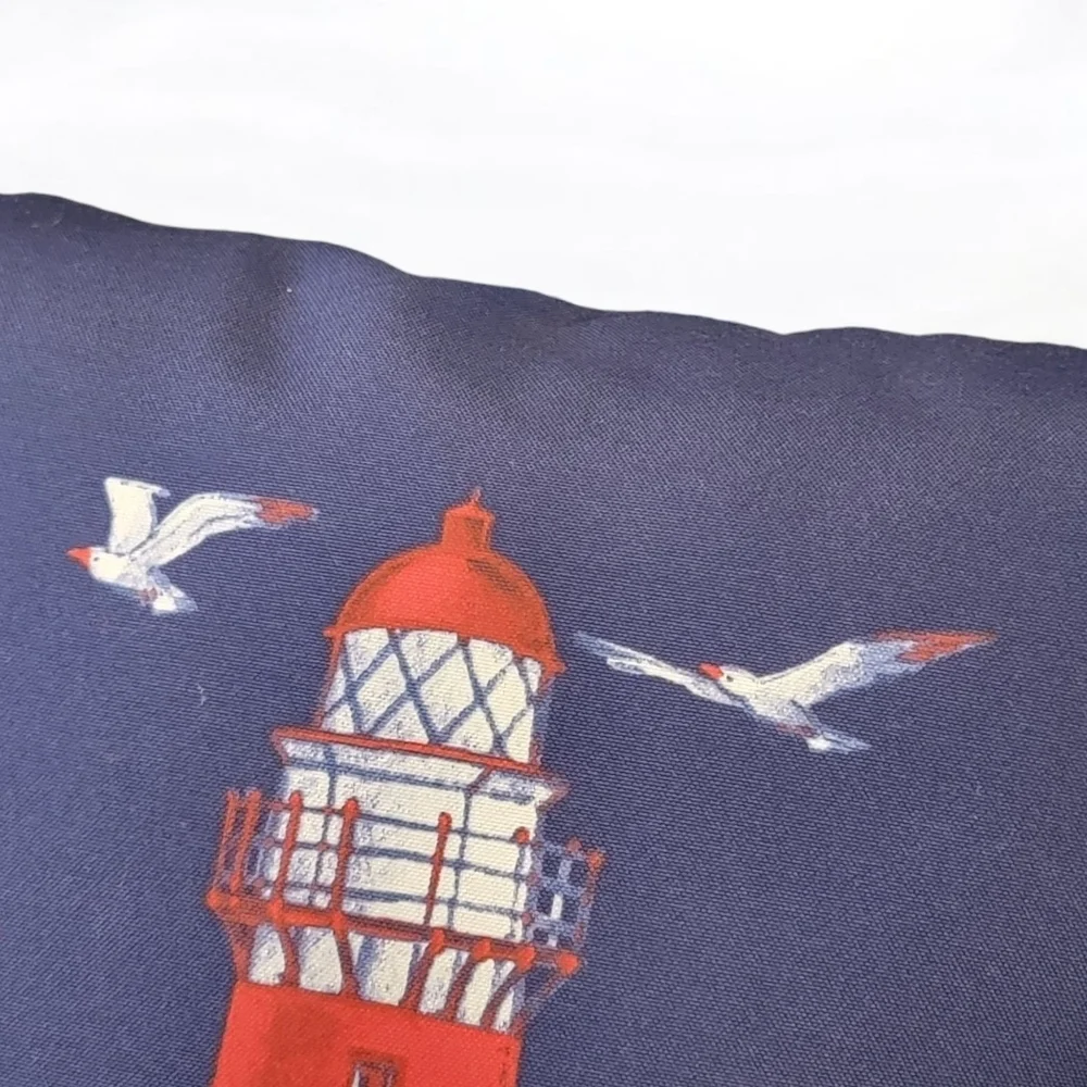 Lighthouse Seagulls Nautical Throw Pillow Sunroom porch 18 x 18